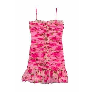 NEW KATIE J NYC women's bobbi mesh ruffle dress in pink
